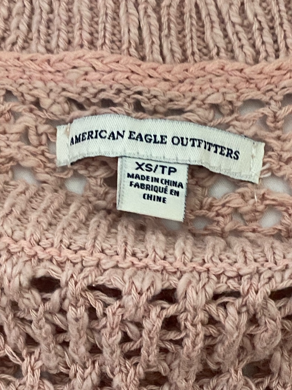 American Eagle Pale Pink Open-Knit Crewneck Sweater - Picture 4 of 4
